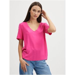 Tmavě růžové dámské basic tričko VILA Paya obraz