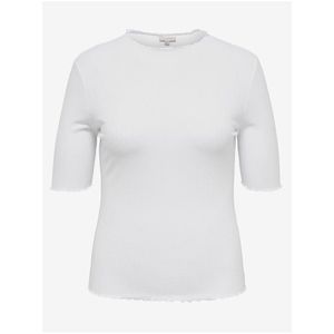 Bílé dámské žebrované tričko ONLY CARMAKOMA Ally obraz