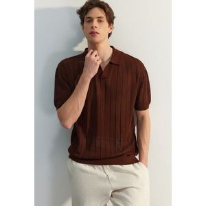 Trendyol Brown Limited Edition Regular Fit Short Sleeve Polo Neck Knitwear Tshirt obraz