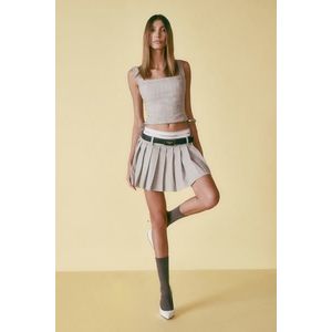 Trendyol X Sagaza Studio šedá pruhovaná plisovaná sukně s elastickým detailem obraz
