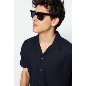 Trendyol Navy Regular Fit Wide Collar Summer Shirt obraz
