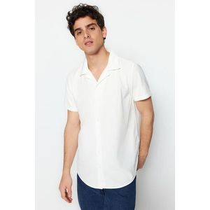 Trendyol White Regular Fit Wide Collar Summer Shirt obraz