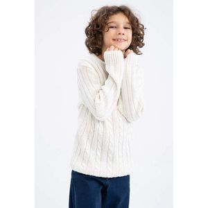 DEFACTO chlapec, pravidelný střih, pletený svetr s kulatým výstřihem obraz