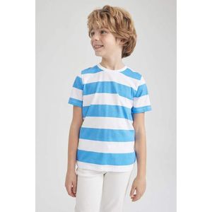 DEFACTO Chlapecké tričko s krátkým rukávem, pravidelným střihem a pruhovaným vzorem obraz