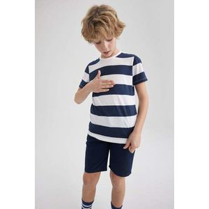 DEFACTO Chlapecké tričko s pravidelným střihem, kulatým výstřihem a pruhovaným vzorem, krátký rukáv obraz