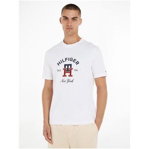 Bílé pánské tričko Tommy Hilfiger Curved Monogram Tee - Pánské obraz