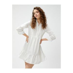 Koton vroubkované košilové šaty s dlouhým rukávem nabíraná bavlna obraz