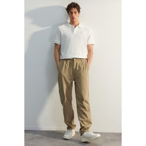 Trendyol Limitovaná Edice Khaki Pánské Volné Skládané Kalhoty obraz