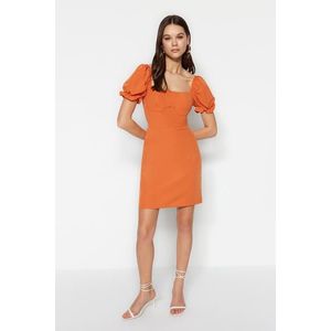 Trendyol Orange Mini tkané šaty s balónovým rukávem tkané prádlo obraz