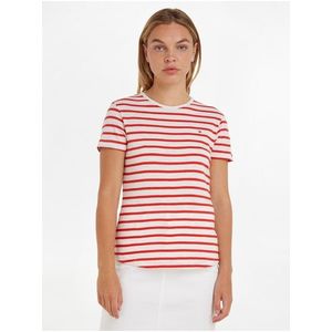 Bílo-červené dámské pruhované tričko Tommy Hilfiger - Dámské obraz