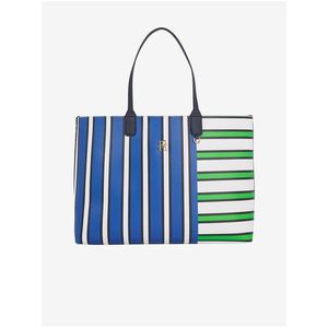 Zeleno-modrý dámský pruhovaný shopper Tommy Hilfiger obraz
