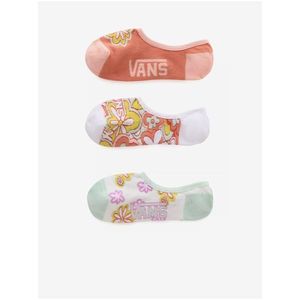 Sada tří párů dámských květovaných ponožek v bílé a růžové barvě VANS Fl - Dámské obraz