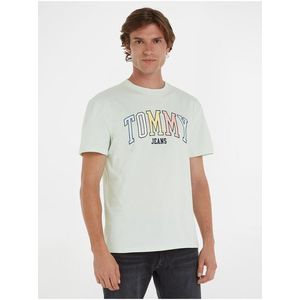 Mentolové pánské tričko Tommy Jeans College Pop Tommy Tee - Pánské obraz