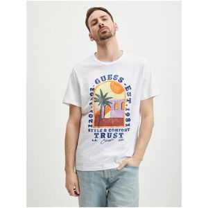 Bílé pánské tričko Guess Palm Window - Pánské obraz