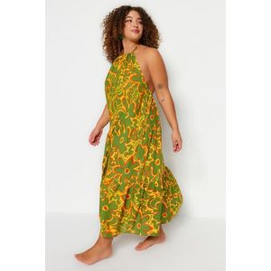 Trendyol Curve vícebarevné květinové ohlávky Maxi tkané plážové šaty obraz