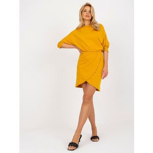 Tmavě žluté ležérní šaty s 3/4 rukávy obraz