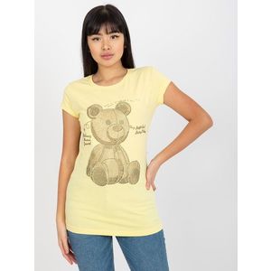 Světle žluté vypasované tričko s aplikací medvídka obraz