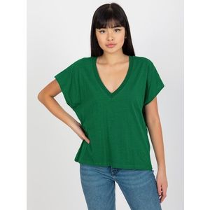 Tmavě zelené dámské jednobarevné bavlněné tričko MAYFLIES obraz