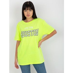Fluo žluté volné dámské tričko s potiskem obraz