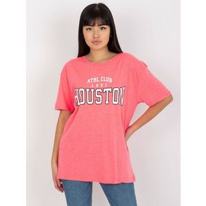 Fluo růžové volné dámské tričko s nápisem obraz