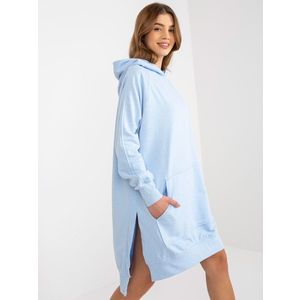 Světle modré mikinové basic šaty s kapucí obraz