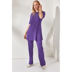 Dámský fialový krátký rukáv a kalhoty Olalook z lycry obraz