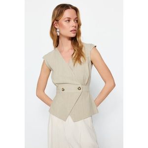 Trendyol Gray Woven Bone Button Detailed Double Breasted Woven Blouse obraz