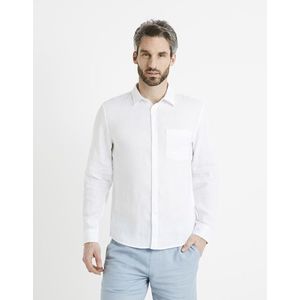 Bílá pánská lněná košile Celio Daflix obraz