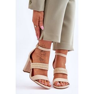 semišové sandálové s pleteným páskem na patě Béžove Roselia obraz