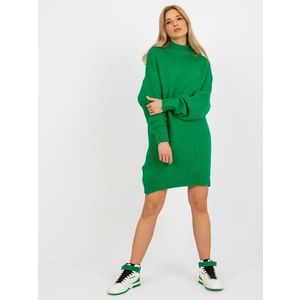 Zelené volné pletené rolákové šaty obraz