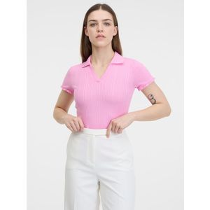 Růžové dámské žebrované polo tričko ORSAY obraz