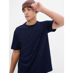 Tmavě modré pánské basic tričko s kapsičkou GAP obraz