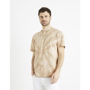 Béžové pánské batikované tričko Celio Deswirl obraz