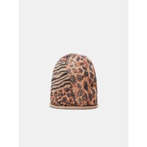 Hnědá dámská čepice s leopardím vzorem Desigual Animal Patch Gorro obraz