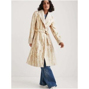 Béžový dámský vzorovaný kabát Desigual Marvelous - Dámské obraz