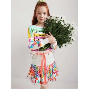 Bílá holčičí vzorovaná sukně s páskem Desigual Suiza obraz