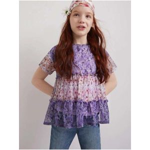 Světle fialové holčičí květované tričko Desigual Helm - Holky obraz