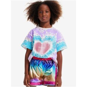 Bílo-fialové holčičí batikované tričko Desigual Hippie obraz