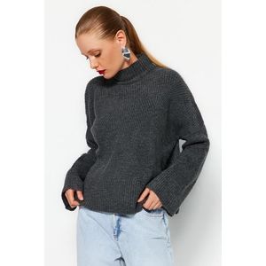 Trendyol Anthracite Soft Textured Basic Knitwear Sweater obraz