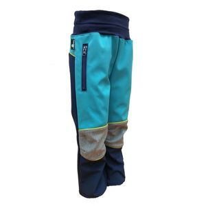 Dětské softshellové kalhoty - tm.modro-tyrkysové obraz