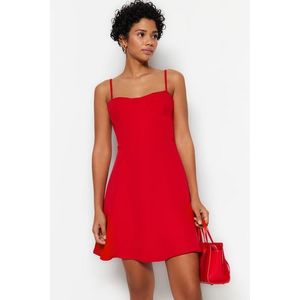 Trendyol červený límeček Detailní mini tkané tkané šaty obraz