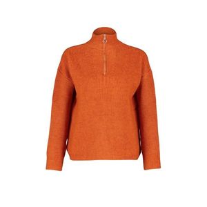 Oranžový měkký strukturovaný svetr na zip od značky Trendyol obraz