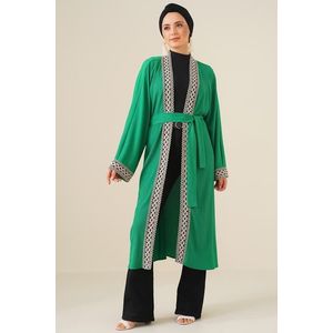 Bigdart 5865 Vyšívané Pletené Dlouhé Kimono - Zelená obraz