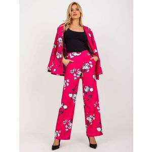 Fuchsiové široké látkové kalhoty s růžičkami z obleku obraz