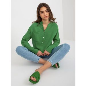 Zelená volná košilová halenka od OCH BELLA obraz