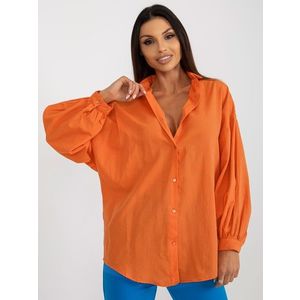 Oranžová oversized košile s nabíraným rukávem obraz