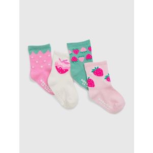Sada čtyř párů holčičích vzorovaných ponožek v růžové, krémové a zelené barvě GAP obraz