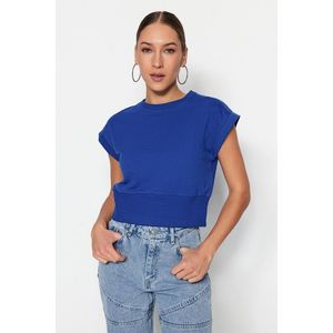 Trendyol Indigo Fitted Crew-neck Low Sleeve Thin Knitted Blouse obraz