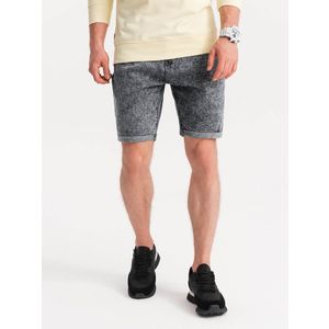 Ombre Men's denim marbled shorts - gray obraz