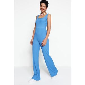 Trendyol Indigo Low-Collection Knitted Jumpsuit with Tie Detailed. obraz